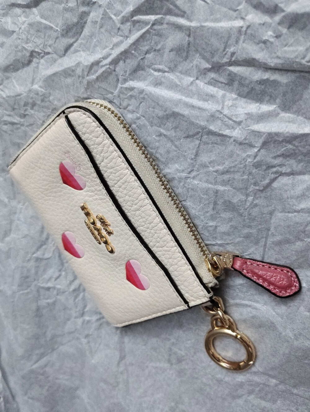 Coach Hearts Card Holder Coin Purse Keychain - Picture 4 of 7